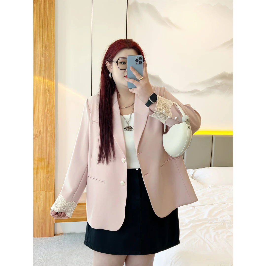 断码捡漏~柏林简讯 / 设计款蕾丝拼接款西装13929胖MM200