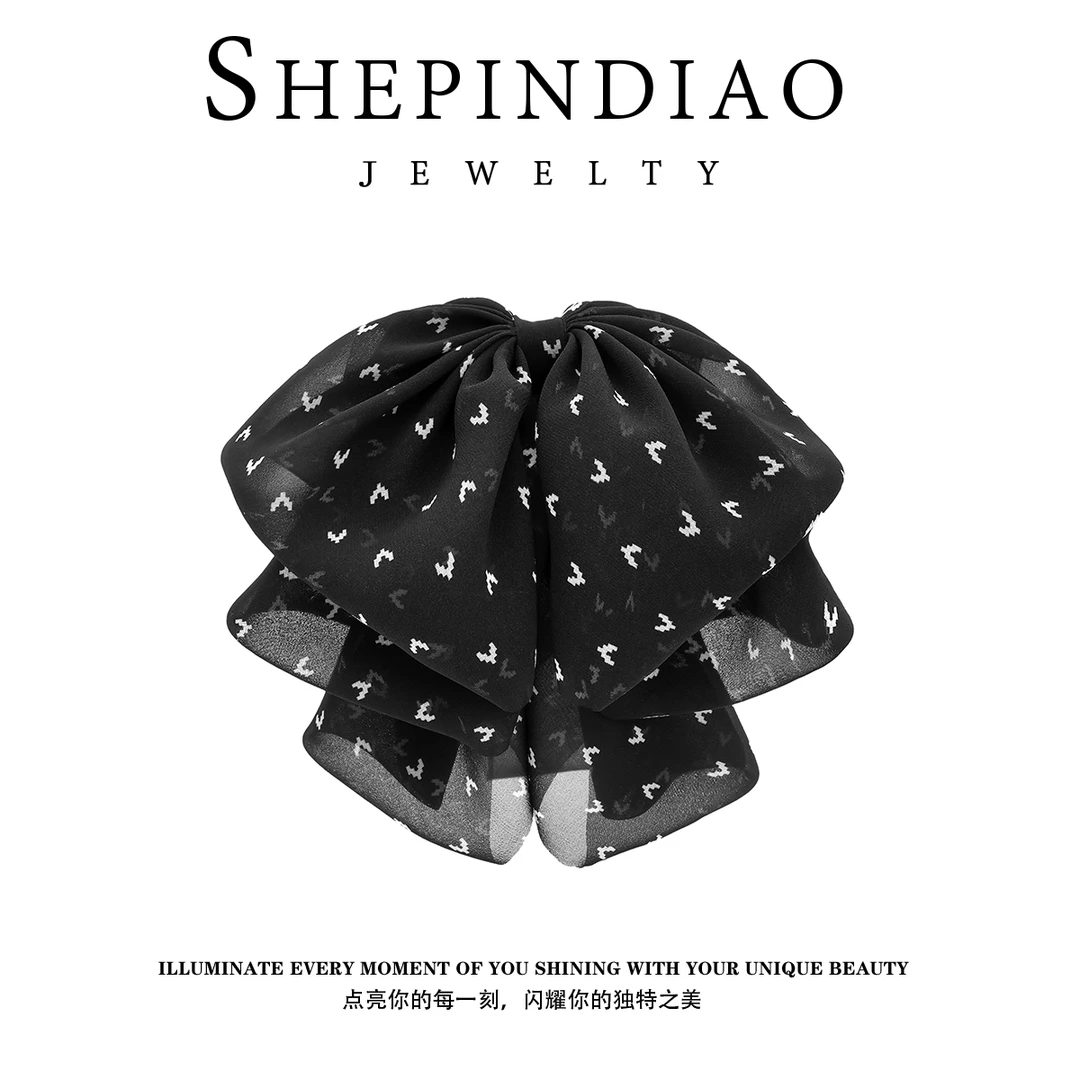 F151气质蝴蝶结抓夹女高级感2025新款大号发量大后脑勺鲨鱼夹发饰