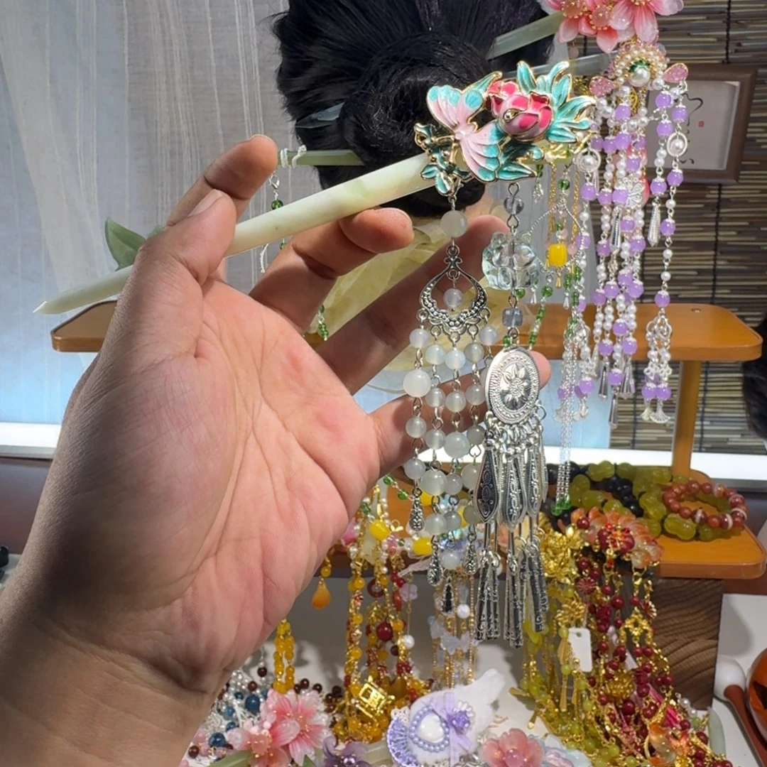 蛇纹石玉合金发饰