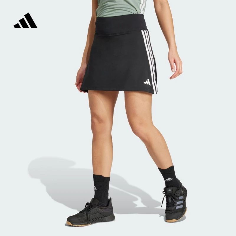阿迪达斯官方 舒适柔软运动健身三条纹半身短裙A字裙女夏季JP1157