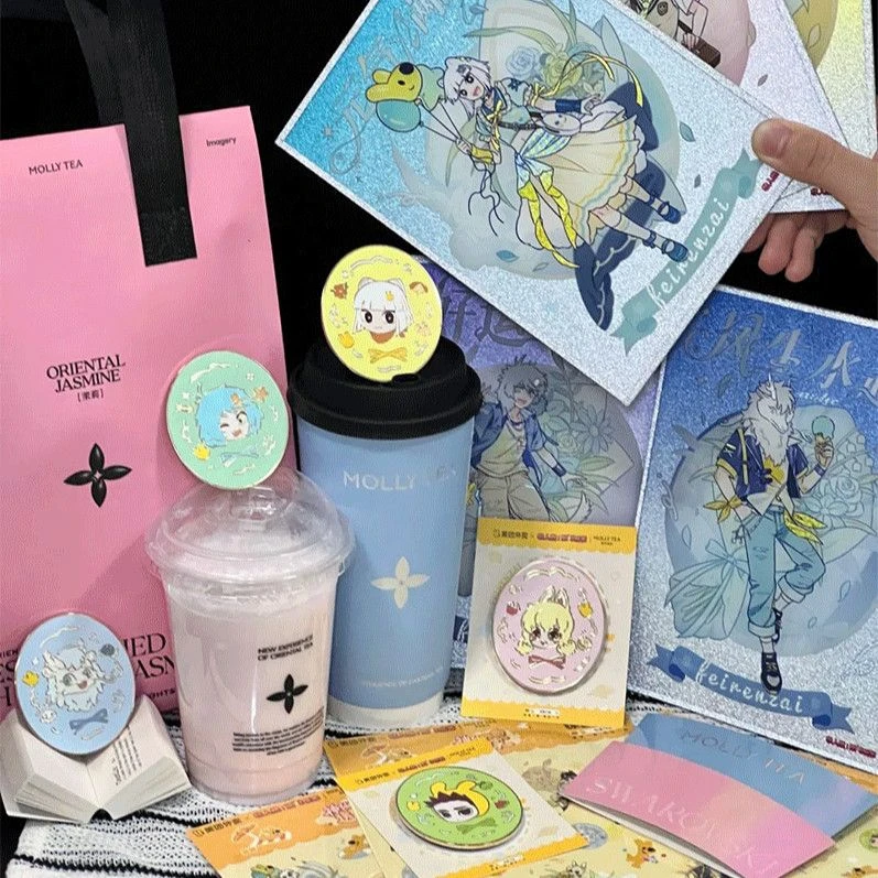 蜜雪冰城非人哉联名周边哪吒九月啸天小玉敖烈冰箱贴色纸收藏纪念