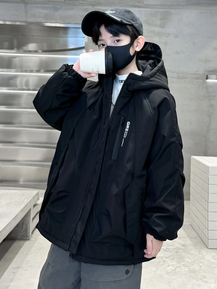 MK&DK儿童装男童夹棉外套2025新款加厚大童冲锋衣冬季男孩派克服