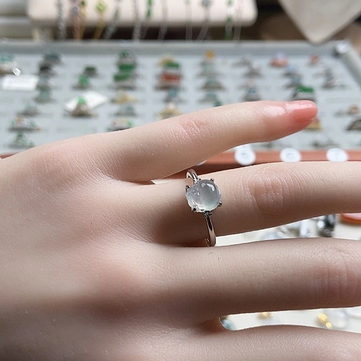 翡翠银S925镶嵌戒指