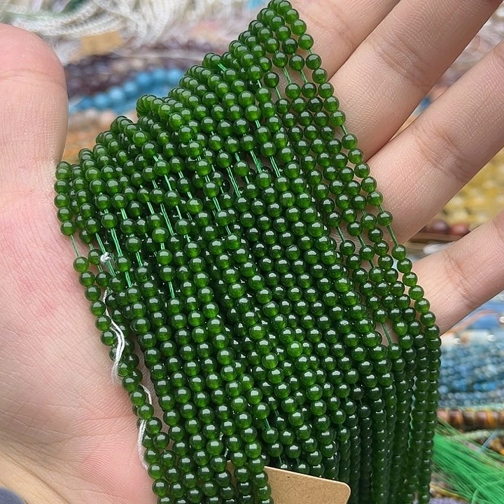 玛瑙/玉髓未镶嵌珠宝半成品一条3mm左右碧玉