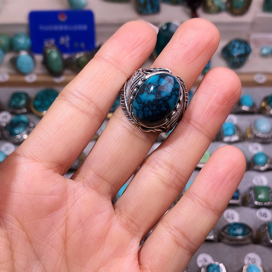 绿松石挂件银S925镶嵌