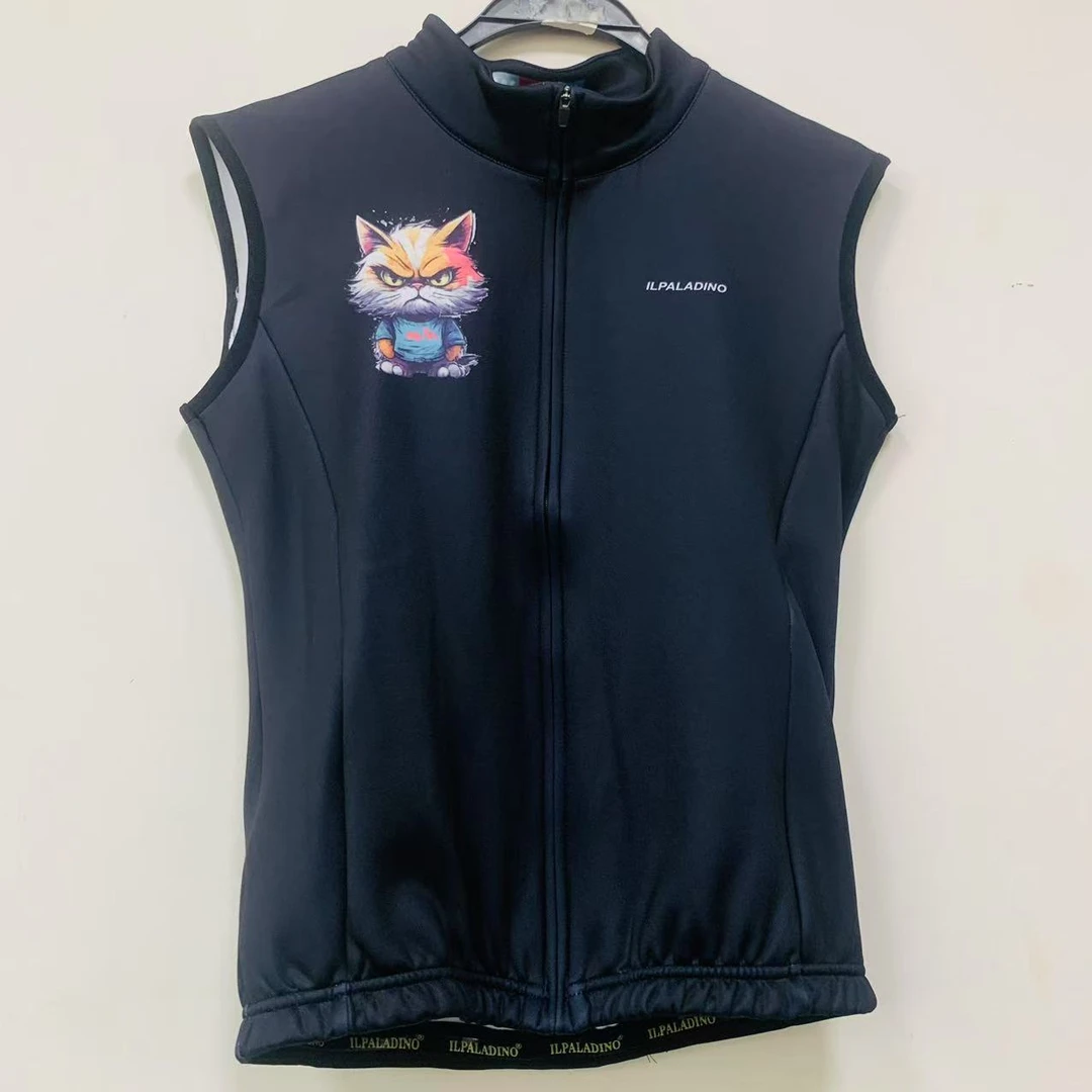 SQ 1623【黑色狐狸抓绒马甲女士男士】ILPALADINO骑行服无袖春秋冬