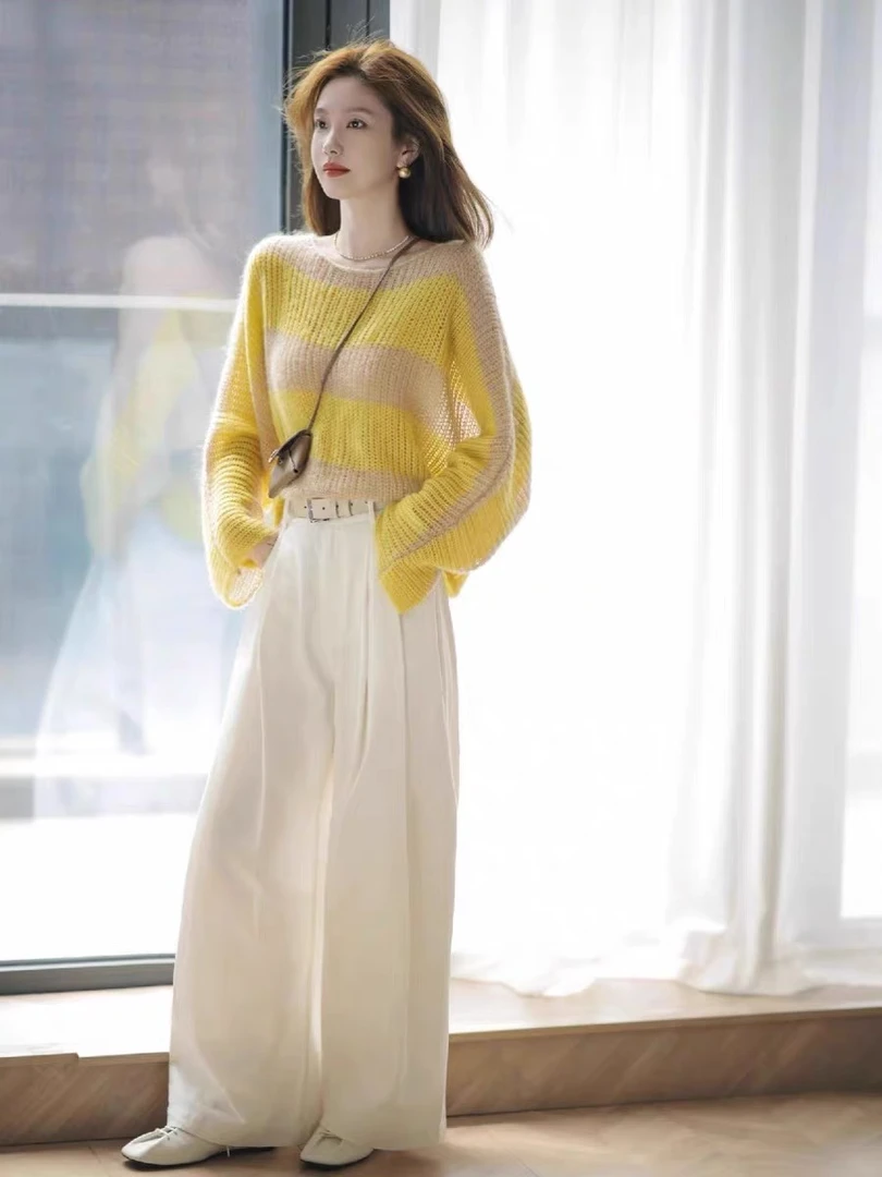 2025春季新款高级感超好看小香风时尚减龄针织衫阔腿裤两件套装女