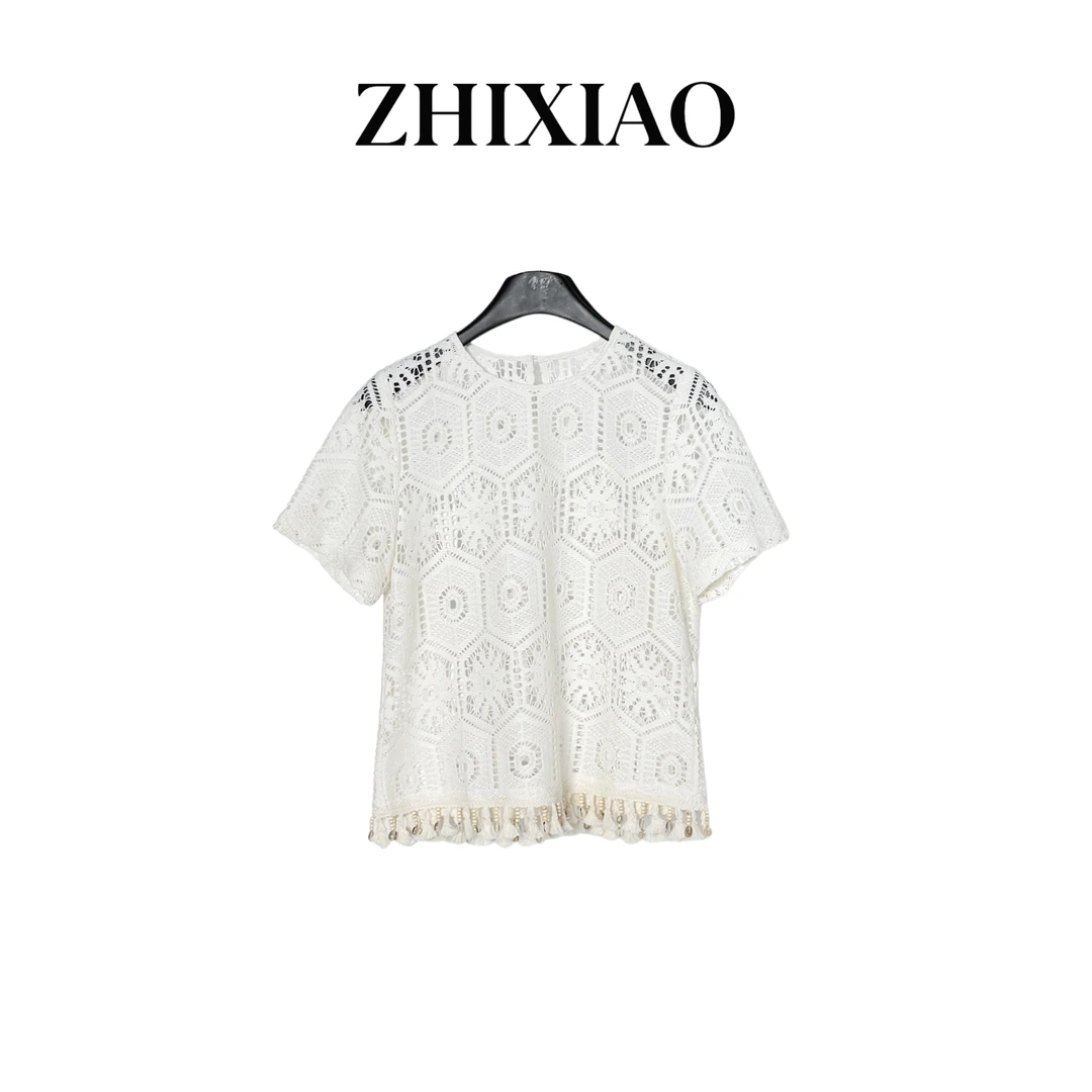 【ZHIXIAO】春季新款：镂空拼接短袖298