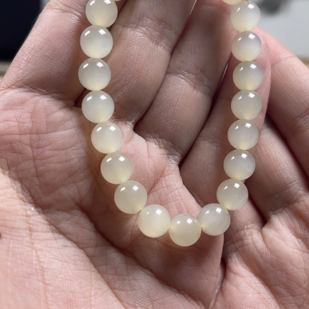 未镶嵌手链和田玉蜂蜜水猫眼 8mm