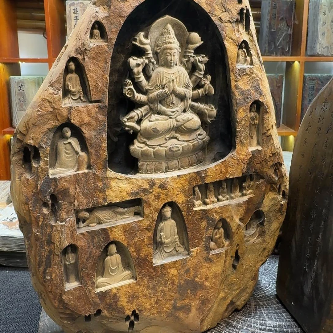 小*山歙砚石刻倒流香摆件