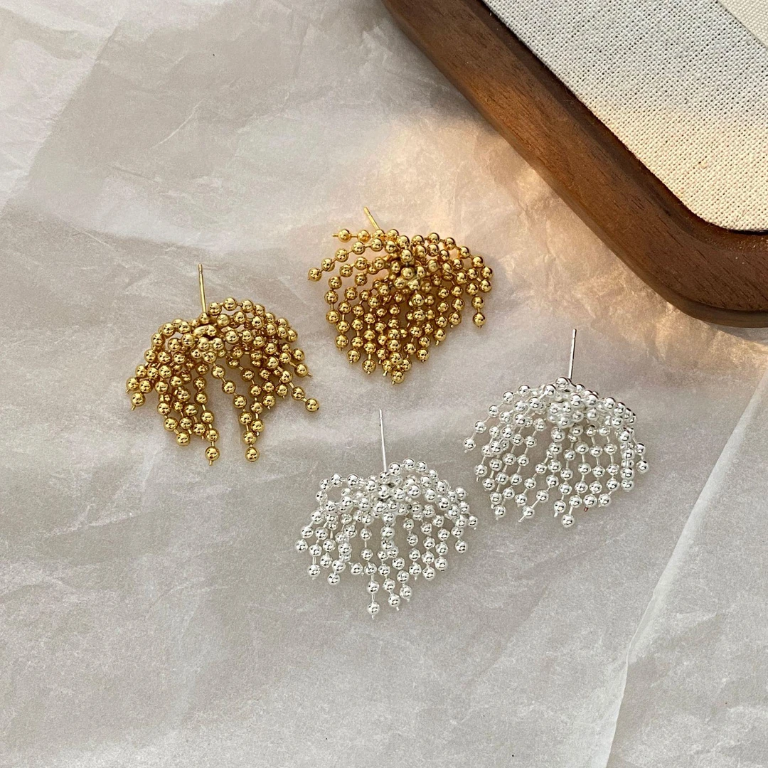 铜合金锆石耳饰 新款时尚高级感设计耳环个性轻奢重工个性金属球