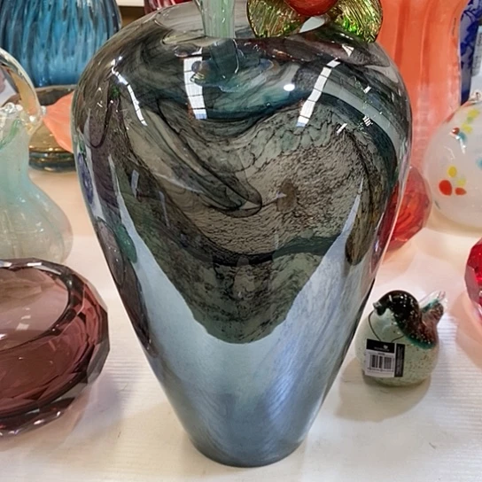 琉璃高度31厘米口径9厘米水墨丹青琉璃花瓶