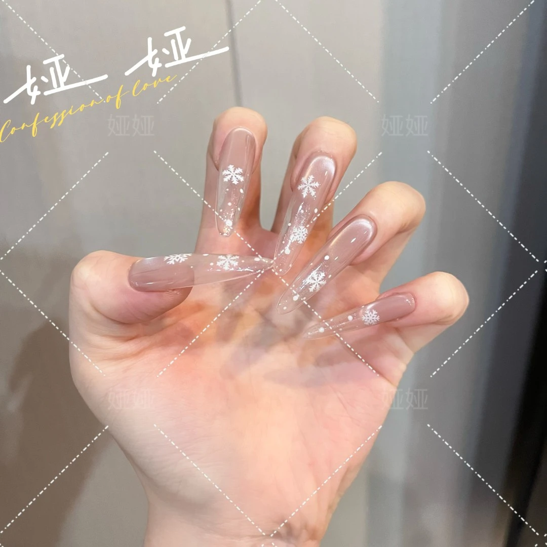 【漫天飞雪】高品爆款纯手工穿戴甲绵密猫眼高级美甲贴