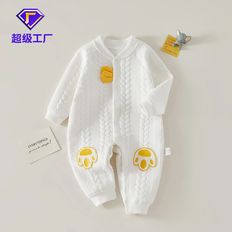 婴儿连体衣春秋款纯棉夹棉新生儿保暖内衣冬季宝宝衣服爬爬服睡衣