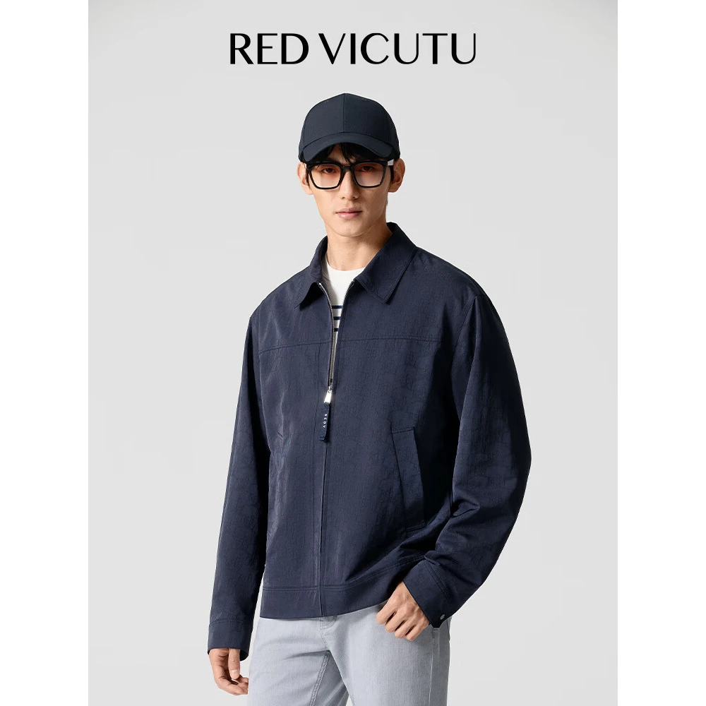 RED VICUTU威可多男士夹克舒适时尚翻领休闲修身外套百搭商务上衣