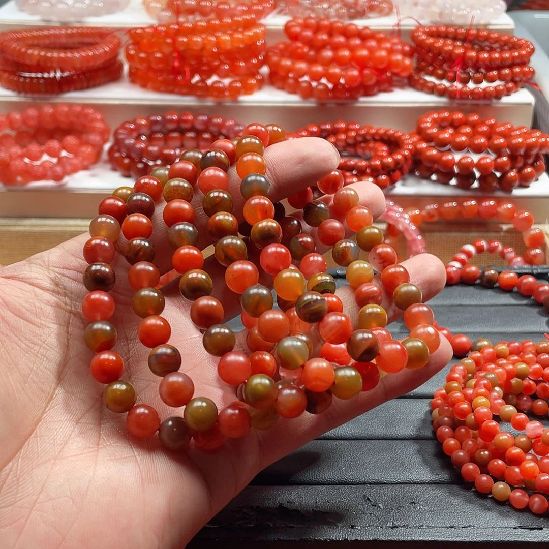 蔷***膀南红玛瑙未镶嵌手链