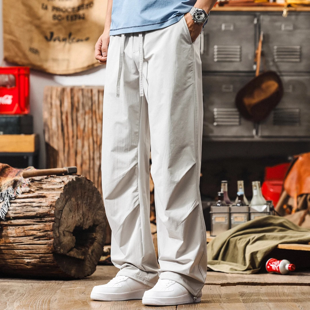 美式复古夏季薄款工装裤子男宽松直筒机能户外伞兵裤男士休闲长裤