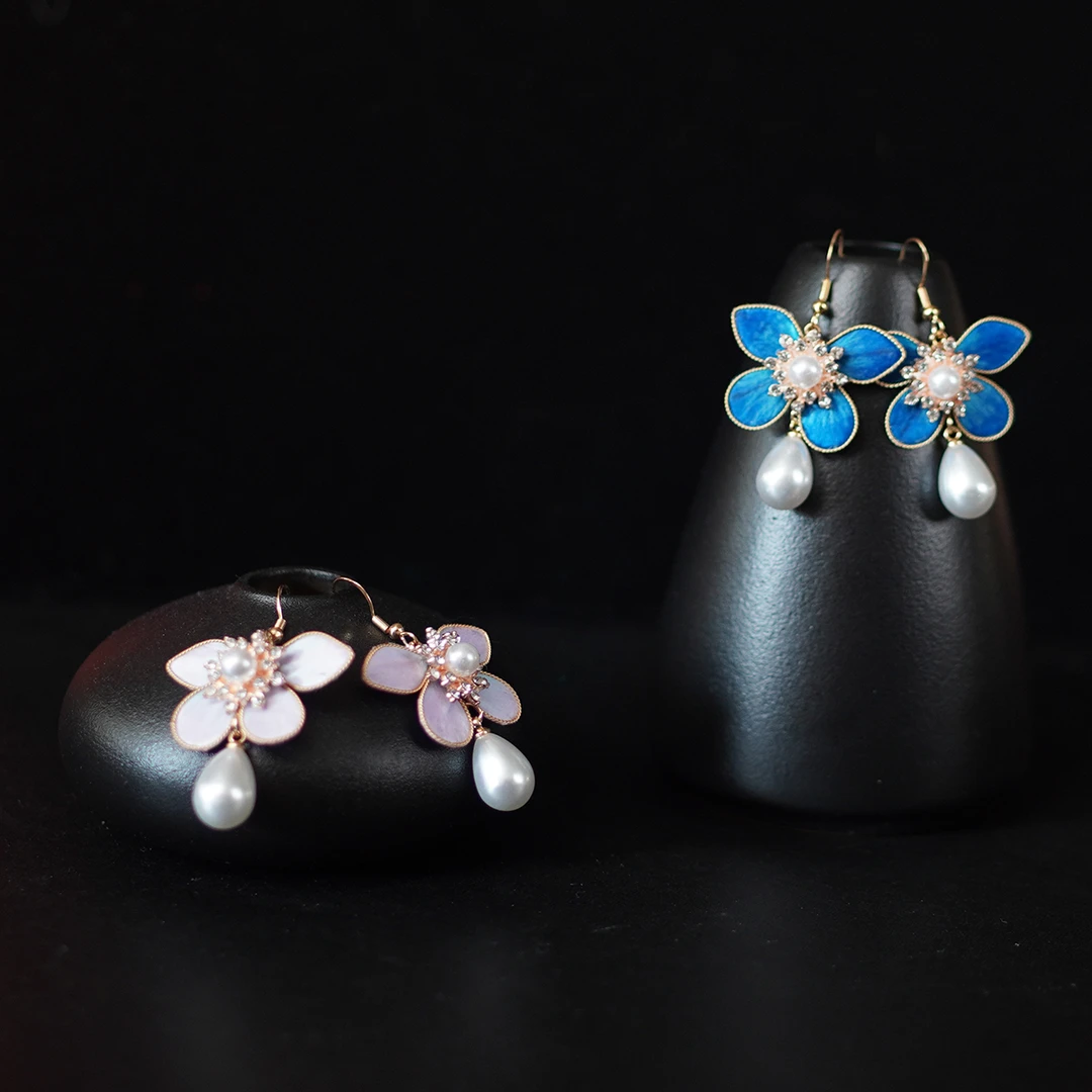 非遗绒花丨蝴蝶 纯手工国风新中式绒花掐丝桑蚕丝线耳环