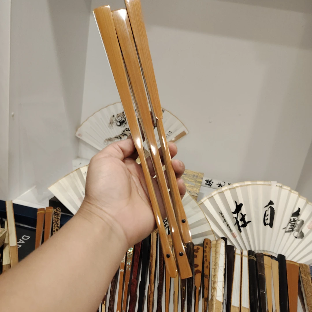 高精工老玉竹折扇9.5寸16方2.0配素白超薄扇面