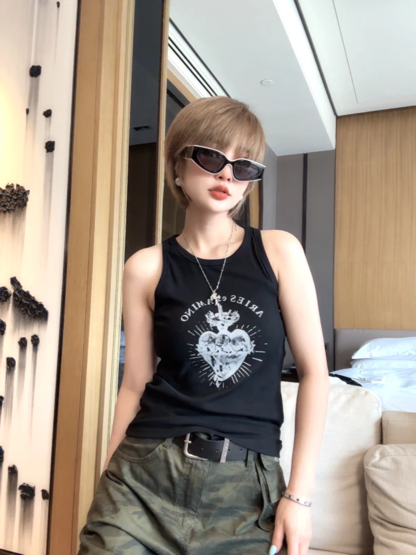 美式印花背心1519夏季时尚休闲百搭