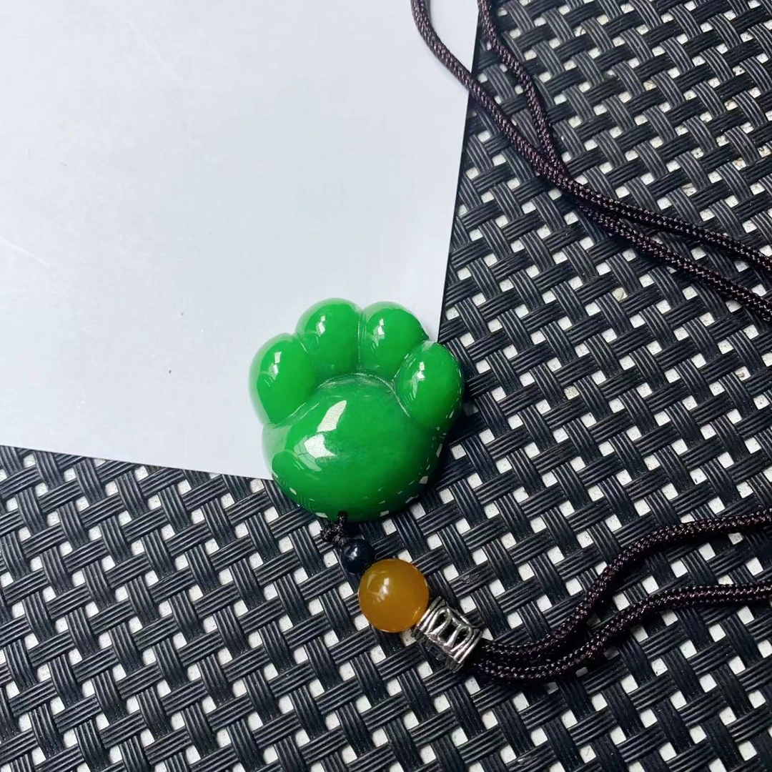 A925绿色小爪子项链
