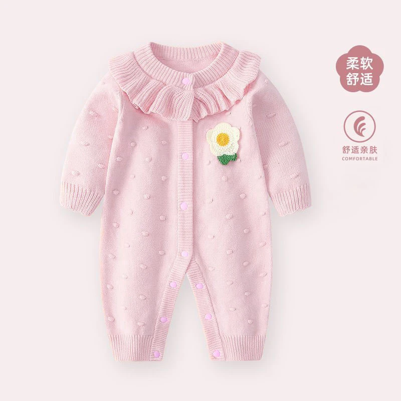 连体衣可爱爬服婴儿衣服针织2025新款春秋长袖毛衣宝宝洋气外出衣