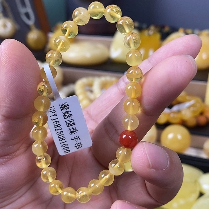 琥珀未镶嵌裸石手串