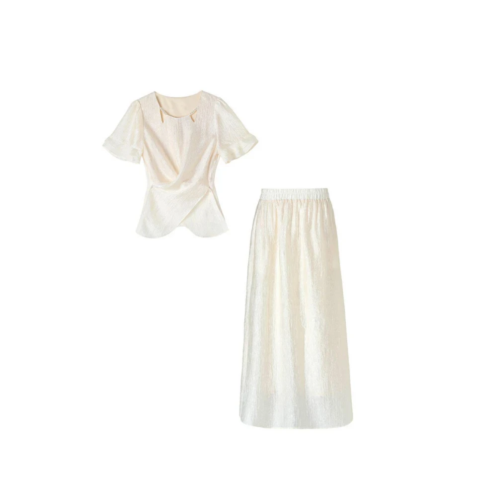 法式通勤休闲风时尚气质轻奢部落风重工短袖复古套装温婉大方衣服