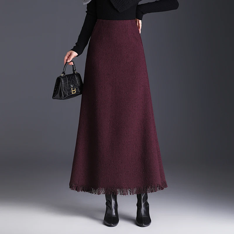 气质鱼尾裙长裙半身裙女秋冬2025新款高腰显瘦加厚A字包臀裙