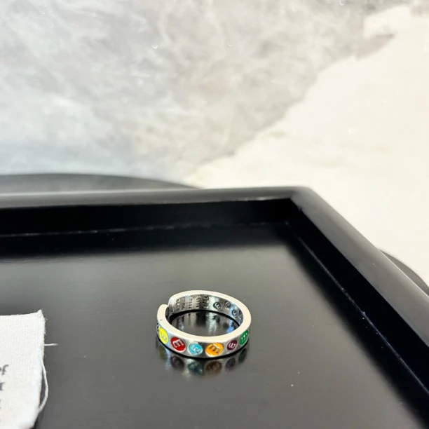 铜合金珐琅戒指 多色m字母戒指JZ1873