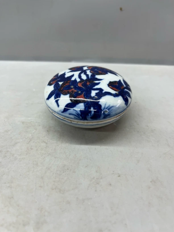 青花釉里红文玩印盒