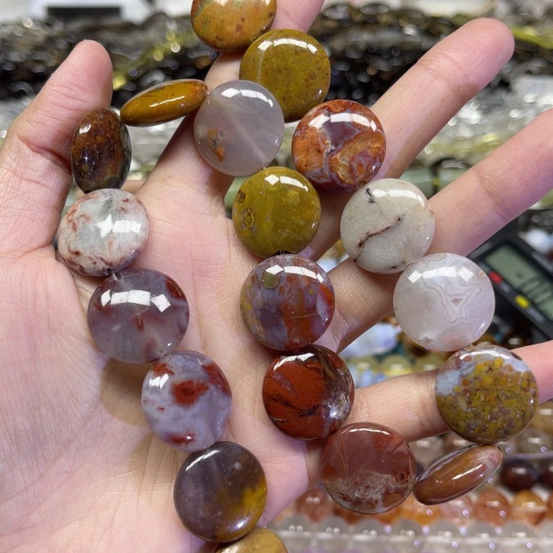 玛瑙/玉髓散珠天然彩玛瑙卡19.8长条38厘米