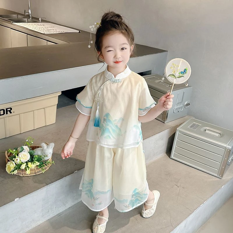 小童套装夏款2024新款儿童装女宝宝洋气时髦新中式国风夏装衣服