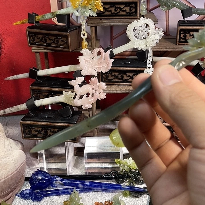 岫玉玉雕发簪未镶嵌