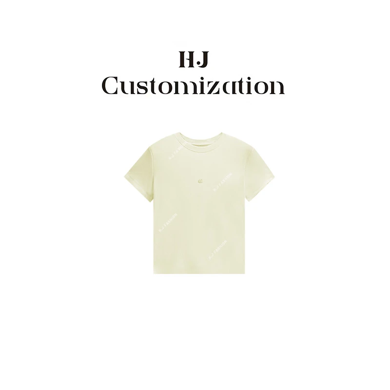 【 H·J 】“零感T”减领百搭纯色刺绣圆领短袖T恤2686