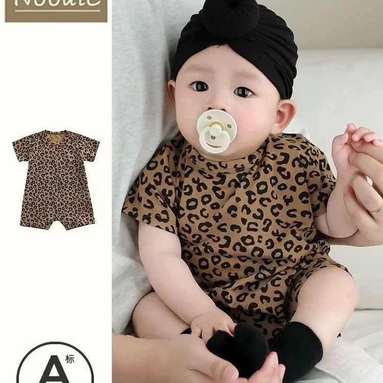 【HY专属】宝宝夏装可爱连体衣洋气包屁衣男女宝宝时尚豹纹哈衣爬服