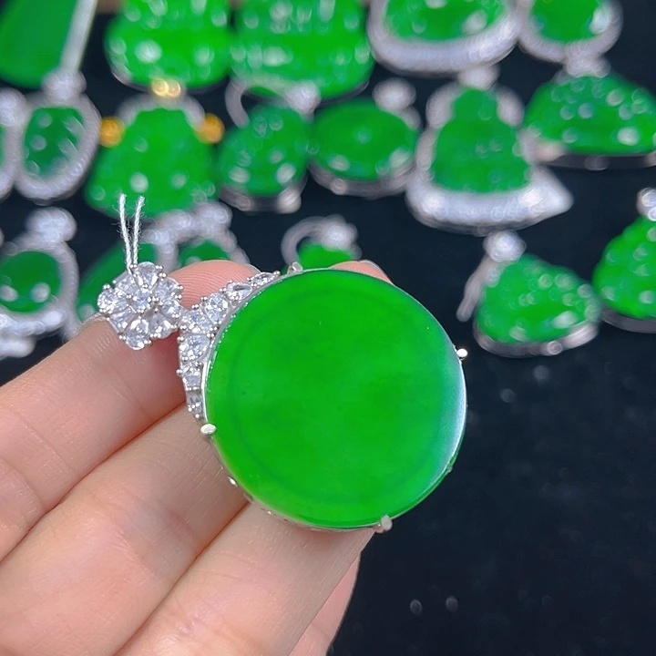 翡翠银S925镶嵌吊坠(不含链)