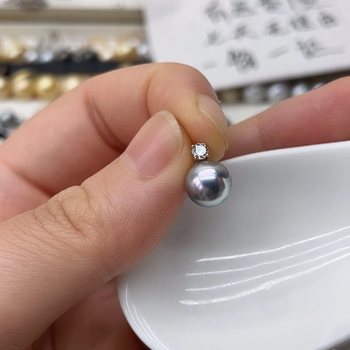 海水珍珠18K金镶嵌吊坠(不含链)