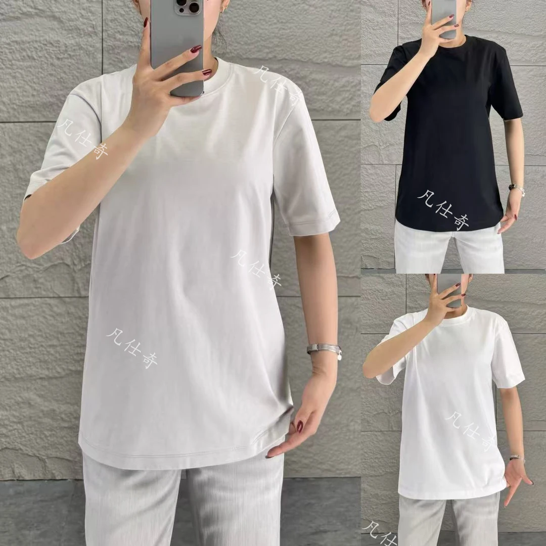 夏季轻奢男士新疆长绒棉纯色简约微宽松T恤短袖休闲百搭运动短袖