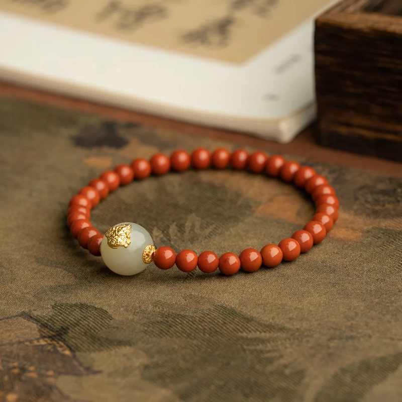 XIANYUAN/仙源南红5mm和田玉黄财单圈手串