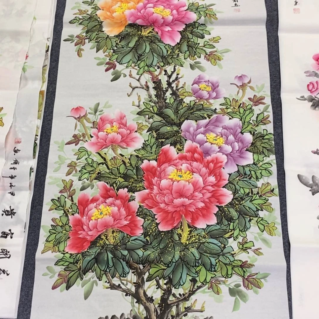 国画用****668✖️140洒金牡丹花画画画画画画作品