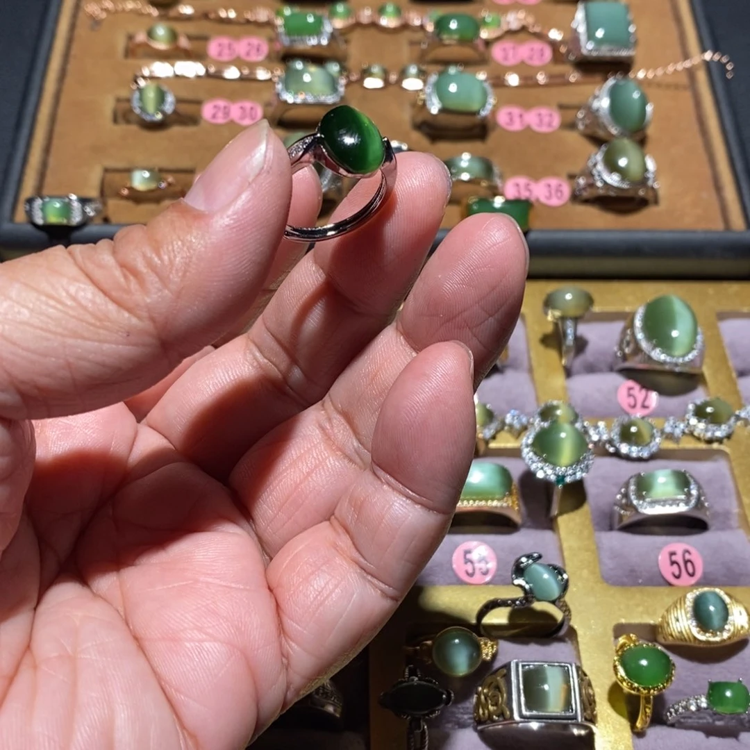 和田玉（碧玉）戒指未镶嵌花***丽