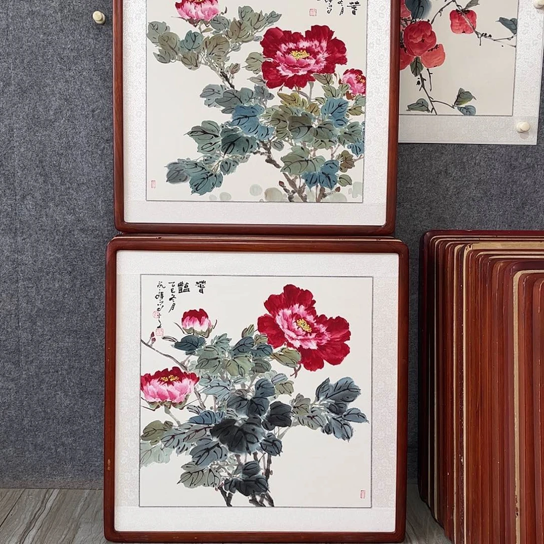国画书画作品带框63×63