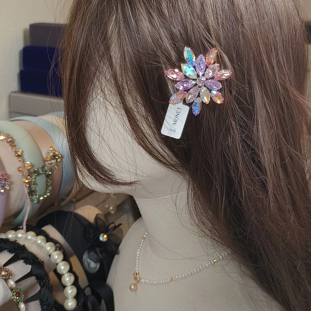 皮质铁合金ppuppu施华钻发夹