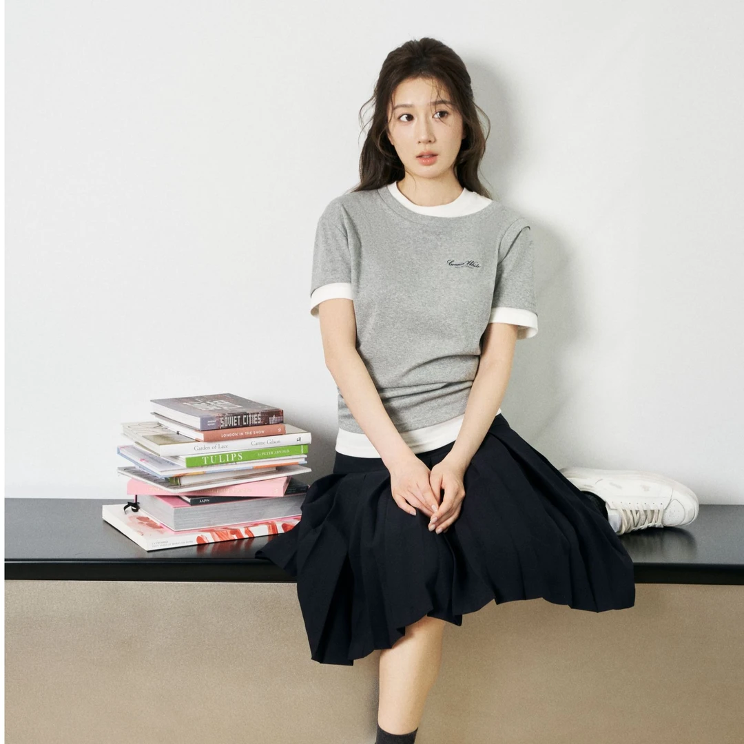 CONCISE-WHITE 简白 25胶囊系列 假两件LOGO短袖