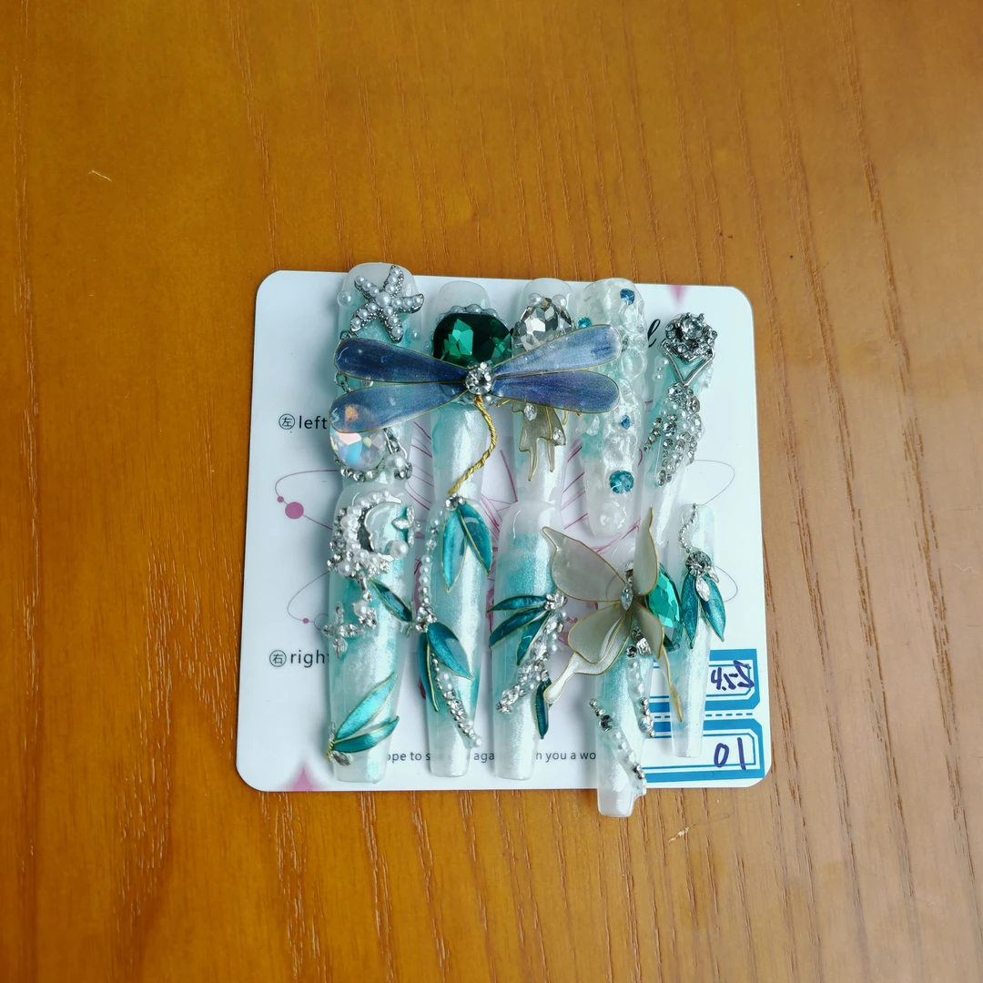 月下星河-沐晞穿戴甲满钻雕花创意穿戴甲