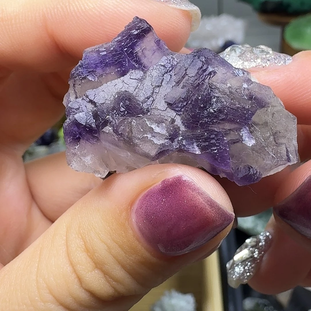 石材紫萤石标本摆件