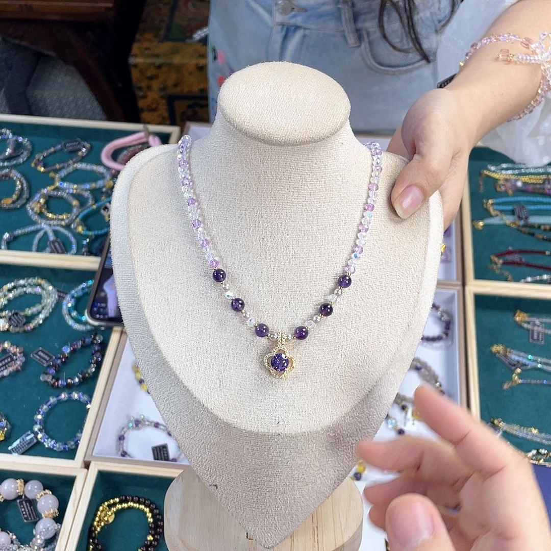 水晶手链银S925镀金镶嵌