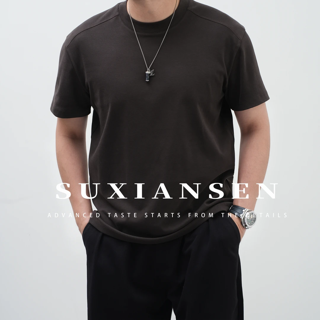 【大头叔叔】秋冬季莫代尔简约圆领休闲微落肩男短袖T恤DDT7133