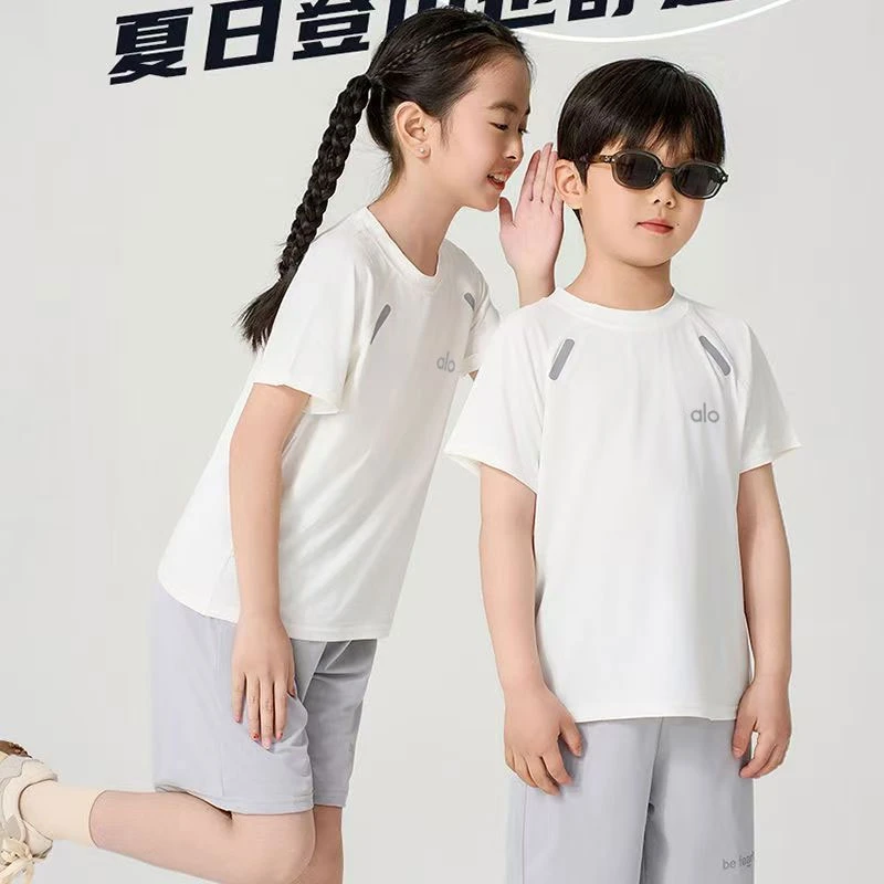 儿童速干运动T桖夏季户外跑步T恤上衣男童冰丝薄款外穿短袖